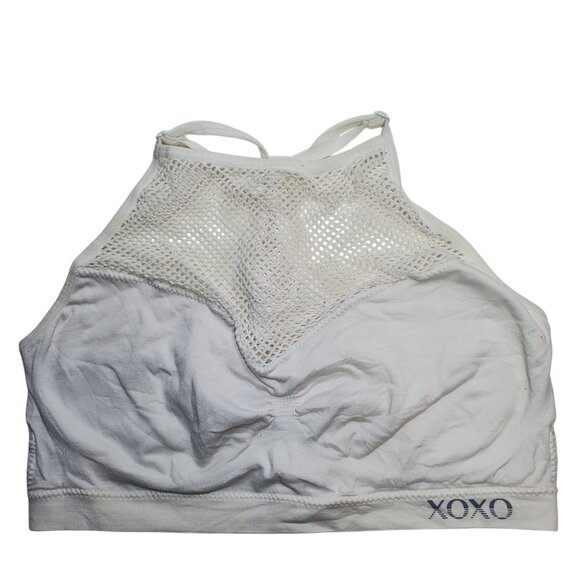XOXO Sport Girl's White Mesh Panel High Neck‎ Pullover Racerback Sports Bra XL - Picture 1 of 3